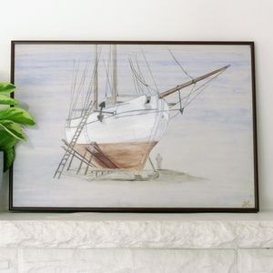 Beautiful original drawing of a boat